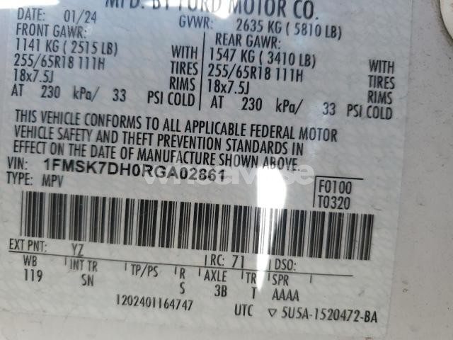 Photo 9 of 2024 FORD EXPLORER XLT (VIN 1FMSK7DH0RGA02861)