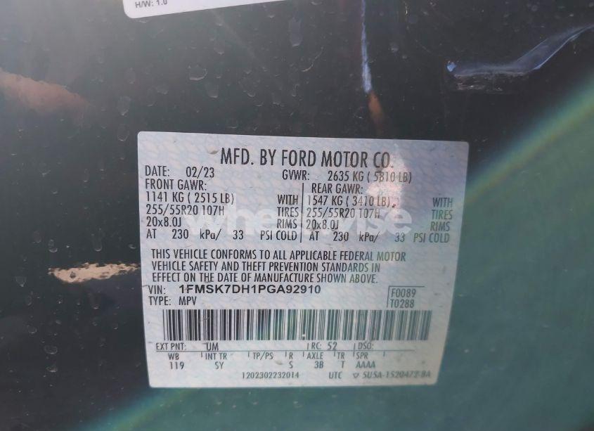 Photo 9 of 2023 Ford Explorer XLT (VIN 1FMSK7DH1PGA92910)