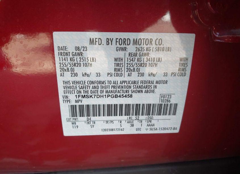 Photo 9 of 2023 Ford Explorer XLT (VIN 1FMSK7DH1PGB45458)