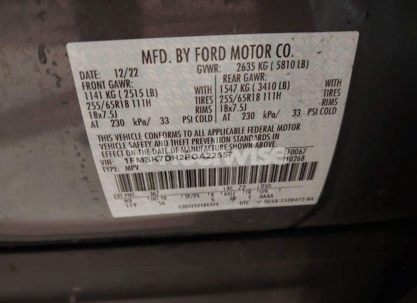 Photo 9 of 2023 Ford Explorer XLT (VIN 1FMSK7DH2PGA22557)