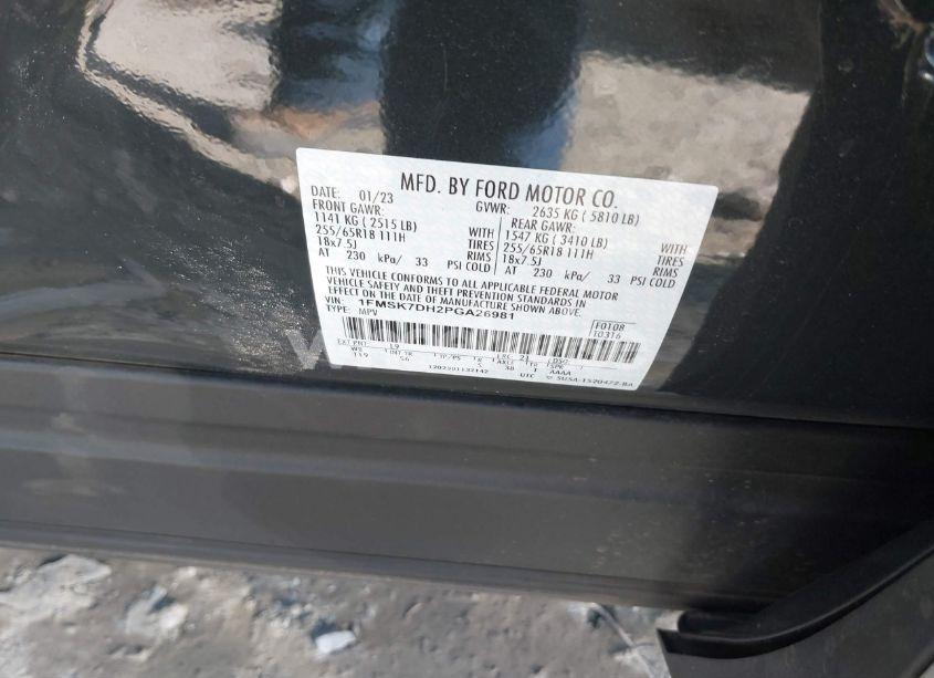 Photo 9 of 2023 Ford Explorer XLT (VIN 1FMSK7DH2PGA26981)