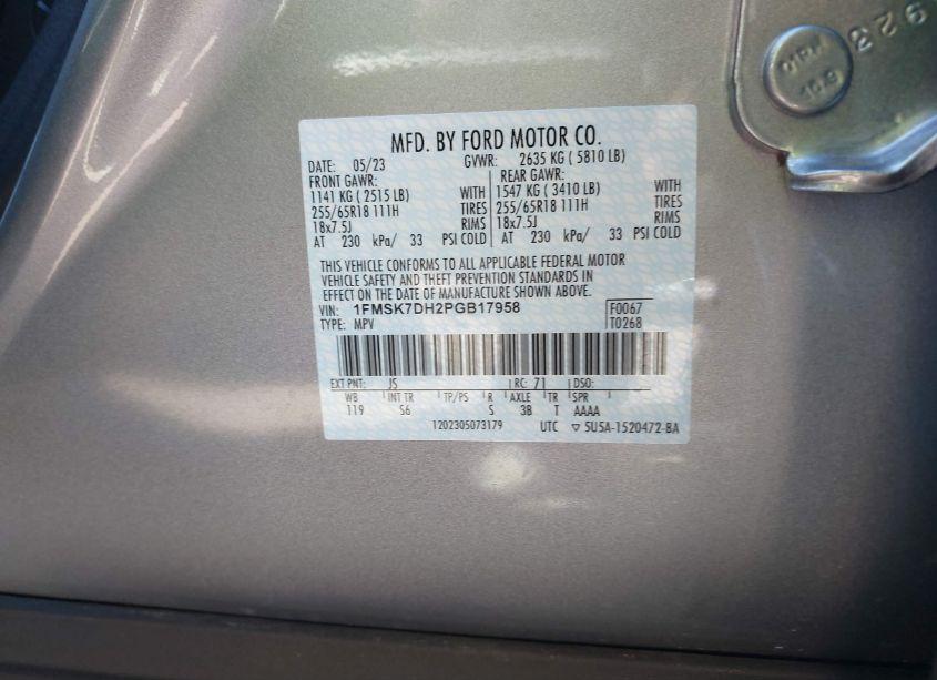 Photo 9 of 2023 Ford Explorer XLT (VIN 1FMSK7DH2PGB17958)