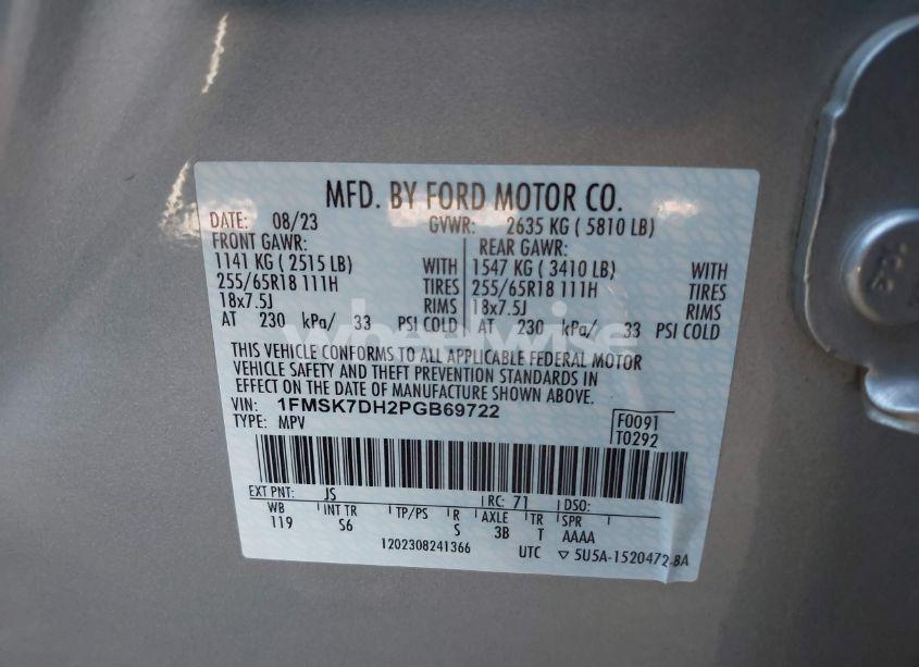 Photo 9 of 2023 Ford Explorer XLT (VIN 1FMSK7DH2PGB69722)