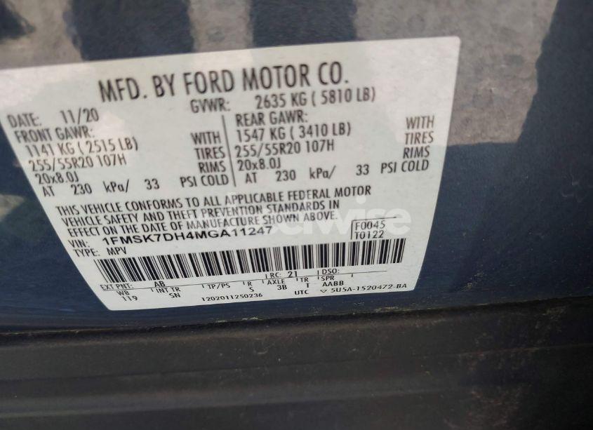 Photo 9 of 2021 Ford Explorer XLT (VIN 1FMSK7DH4MGA11247)