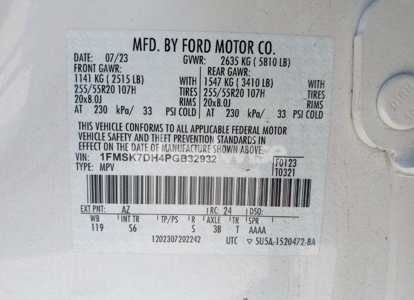 Photo 9 of 2023 Ford Explorer XLT (VIN 1FMSK7DH4PGB32932)