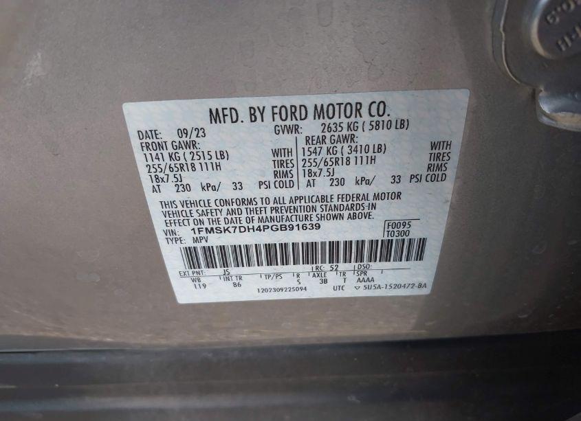 Photo 9 of 2023 Ford Explorer XLT (VIN 1FMSK7DH4PGB91639)