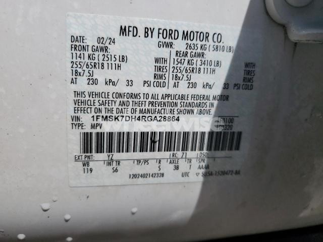 Photo 10 of 2024 FORD EXPLORER XLT (VIN 1FMSK7DH4RGA28864)