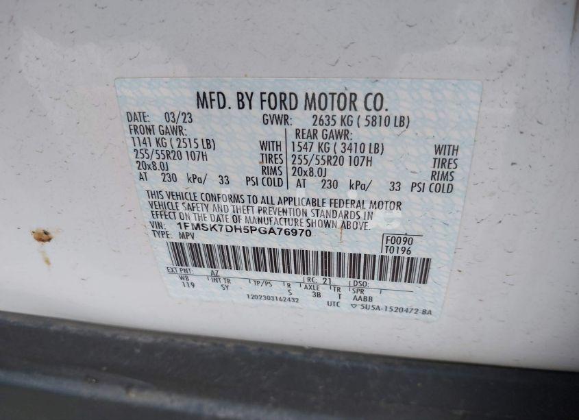 Photo 9 of 2023 Ford Explorer XLT (VIN 1FMSK7DH5PGA76970)