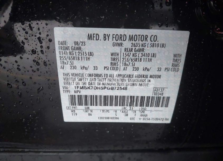 Photo 9 of 2023 Ford Explorer XLT (VIN 1FMSK7DH5PGB72548)