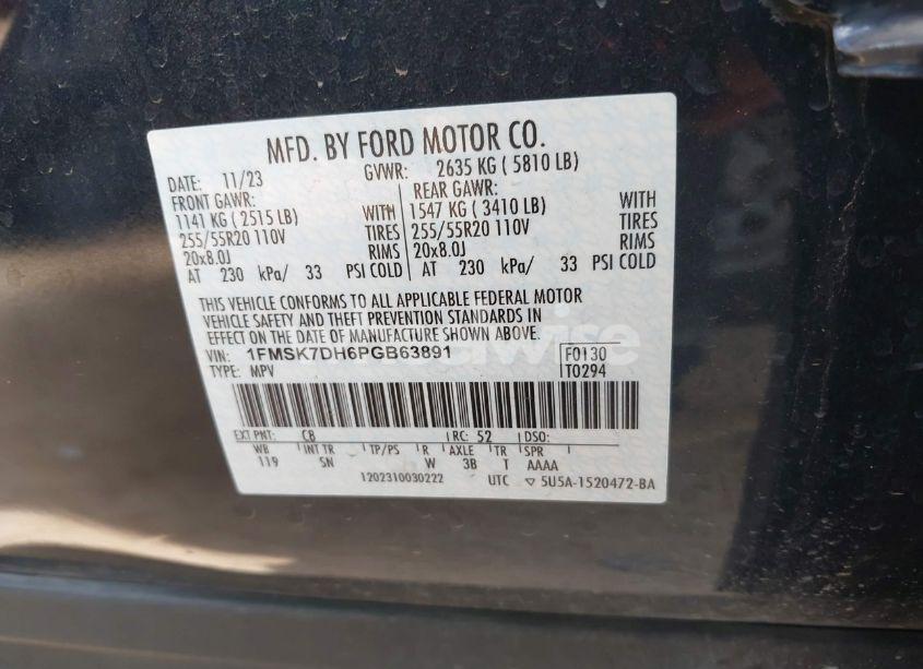 Photo 9 of 2023 Ford Explorer XLT (VIN 1FMSK7DH6PGB63891)