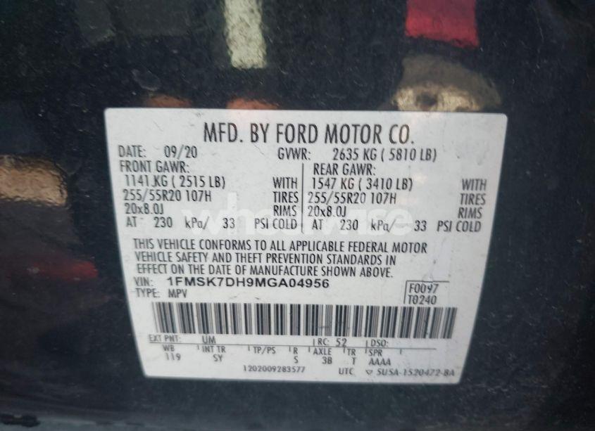 Photo 9 of 2021 Ford Explorer XLT (VIN 1FMSK7DH9MGA04956)