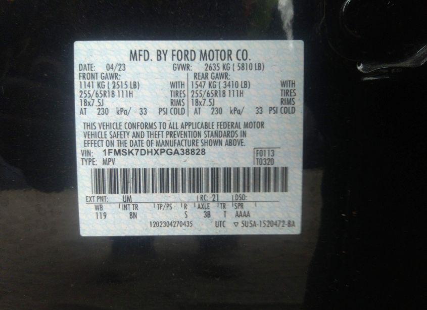 Photo 9 of 2023 Ford Explorer XLT (VIN 1FMSK7DHXPGA38828)