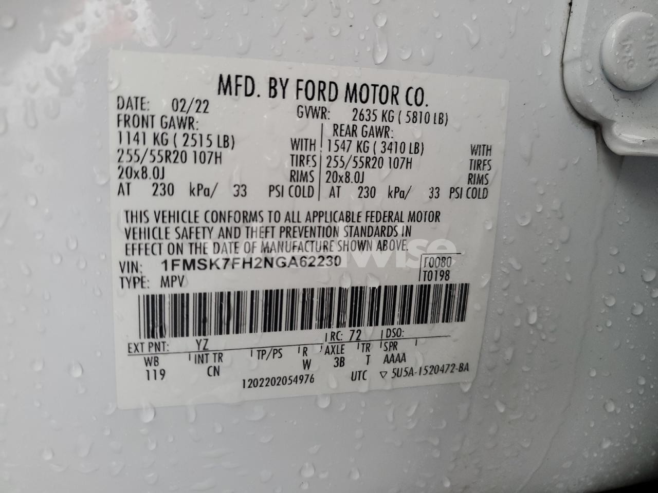Photo 14 of 2022 FORD EXPLORER LIMITED (VIN 1FMSK7FH2NGA62230)