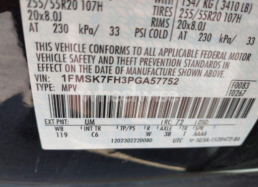 Photo 9 of 2023 Ford Explorer LIMITED (VIN 1FMSK7FH3PGA57752)