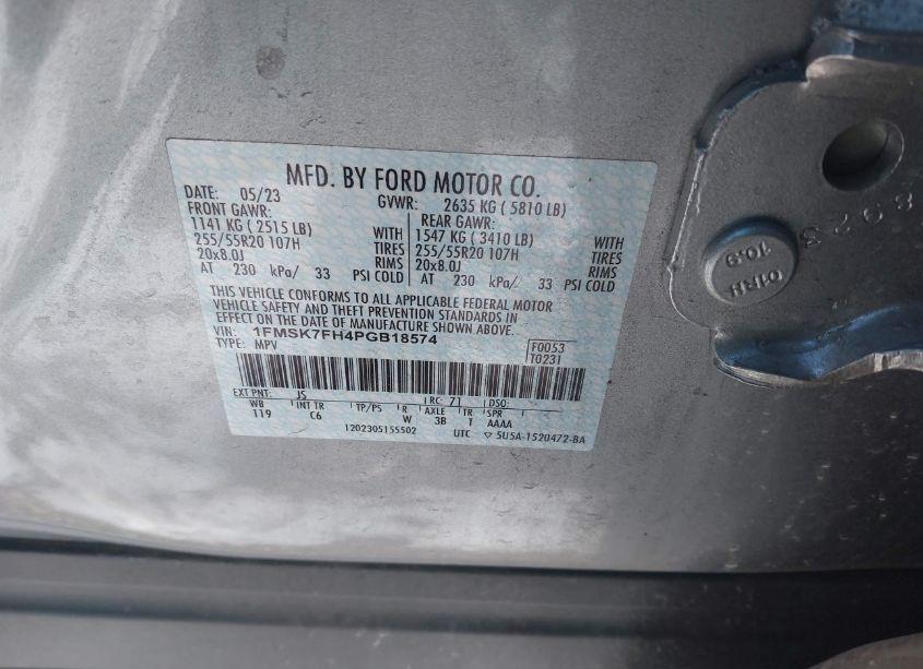 Photo 9 of 2023 Ford Explorer LIMITED (VIN 1FMSK7FH4PGB18574)