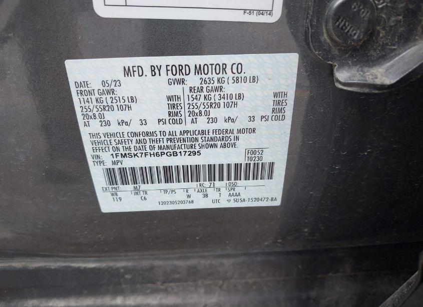 Photo 9 of 2023 Ford Explorer LIMITED (VIN 1FMSK7FH6PGB17295)