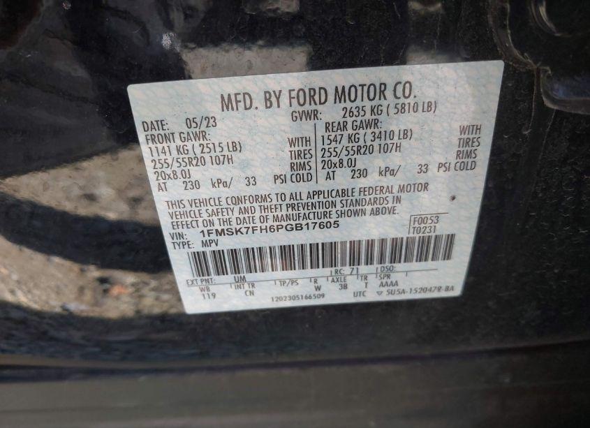 Photo 9 of 2023 Ford Explorer LIMITED (VIN 1FMSK7FH6PGB17605)