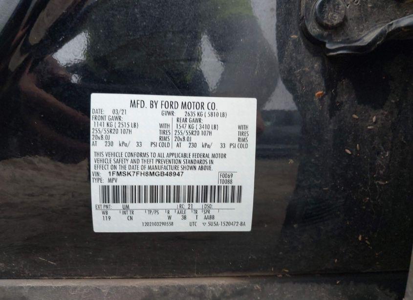 Photo 9 of 2021 Ford Explorer LIMITED (VIN 1FMSK7FH8MGB48947)