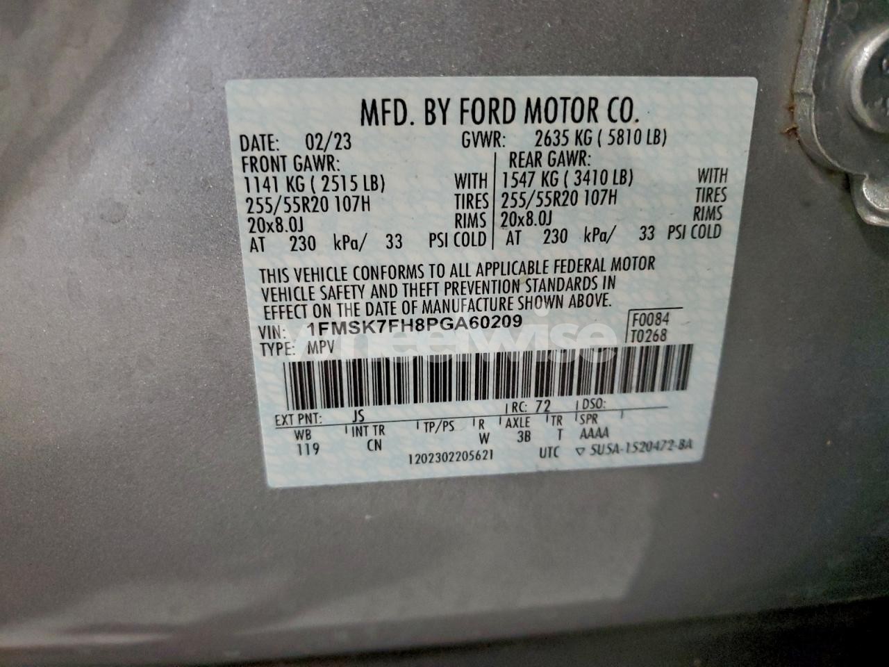 Photo 13 of 2023 FORD EXPLORER LIMITED (VIN 1FMSK7FH8PGA60209)