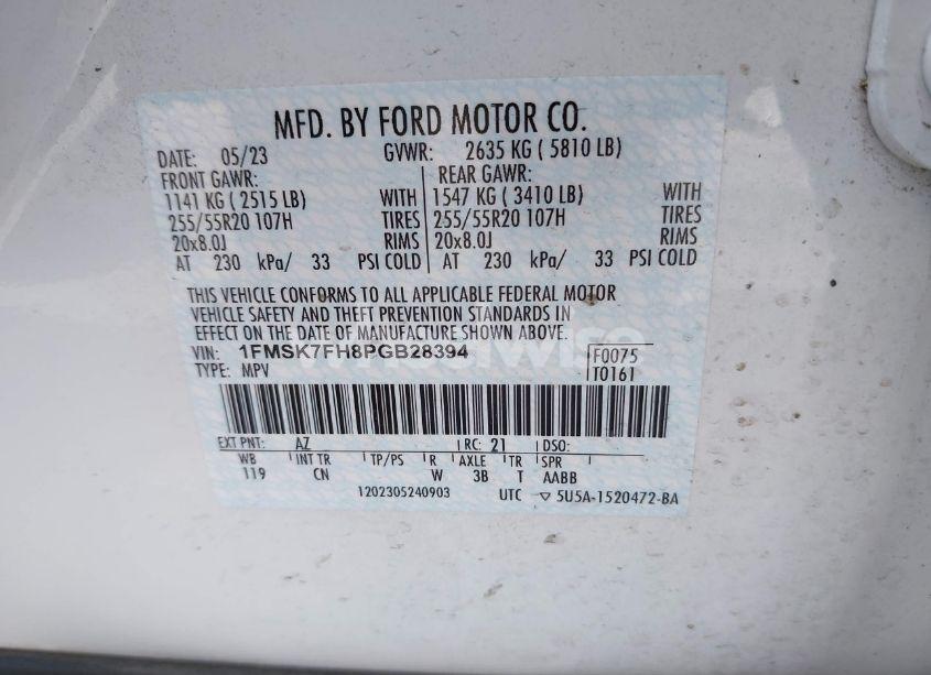 Photo 9 of 2023 Ford Explorer LIMITED (VIN 1FMSK7FH8PGB28394)