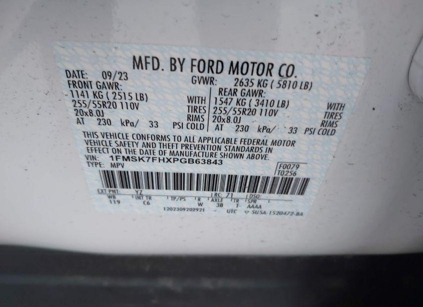 Photo 9 of 2023 Ford Explorer LIMITED (VIN 1FMSK7FHXPGB63843)