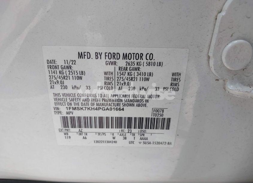 Photo 9 of 2023 Ford Explorer ST-LINE (VIN 1FMSK7KH4PGA01664)