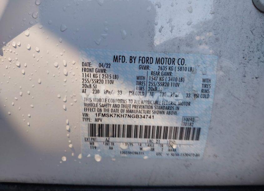 Photo 9 of 2022 Ford Explorer ST-LINE (VIN 1FMSK7KH7NGB34741)