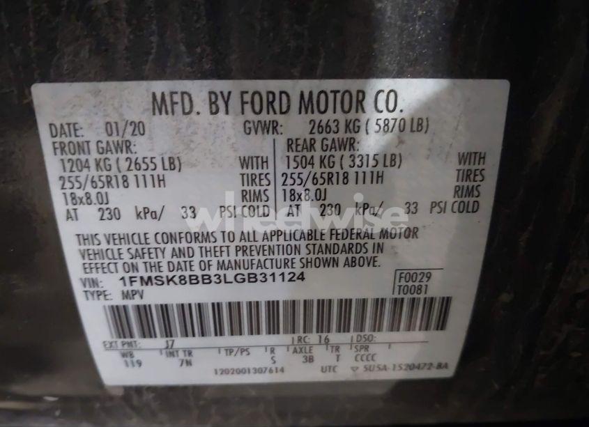 Photo 9 of 2020 Ford Explorer (VIN 1FMSK8BB3LGB31124)