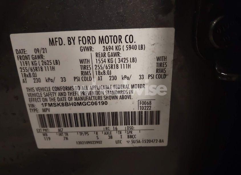 Photo 9 of 2021 Ford Explorer (VIN 1FMSK8BH0MGC06190)