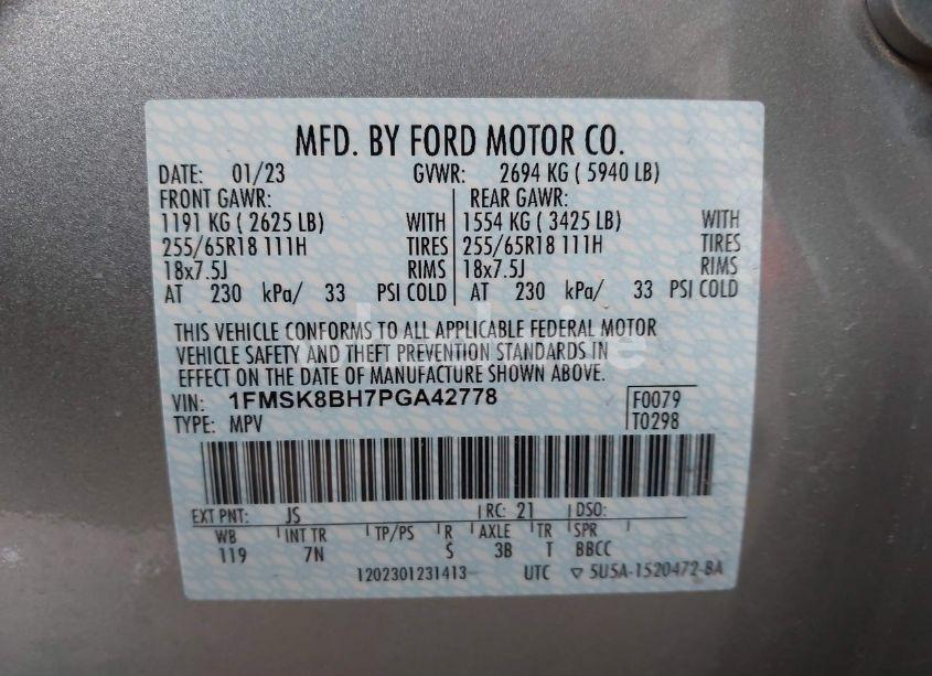 Photo 9 of 2023 Ford Explorer (VIN 1FMSK8BH7PGA42778)