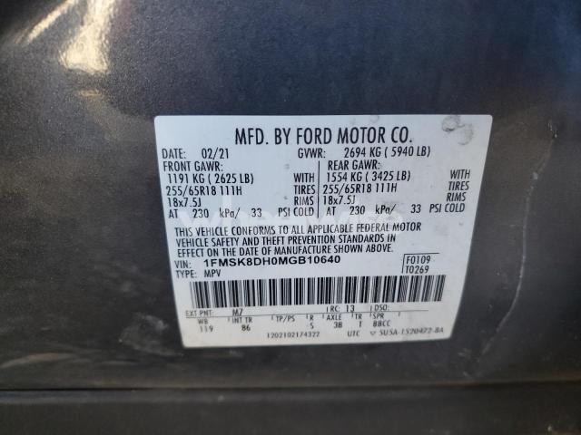 Photo 5 of 2021 FORD EXPLORER XLT (VIN 1FMSK8DH0MGB10640)