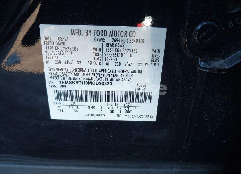 Photo 9 of 2021 Ford Explorer XLT (VIN 1FMSK8DH0MGB90330)