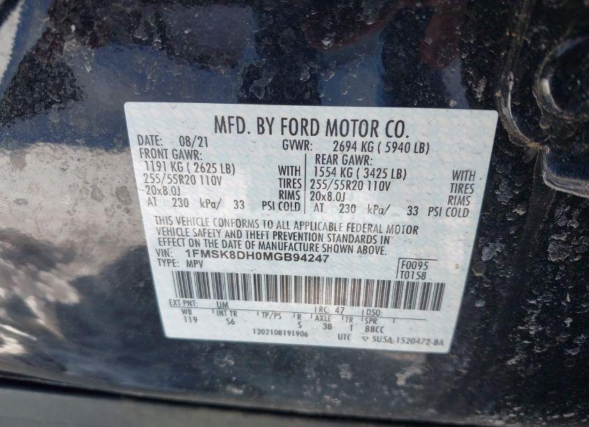 Photo 9 of 2021 Ford Explorer XLT (VIN 1FMSK8DH0MGB94247)