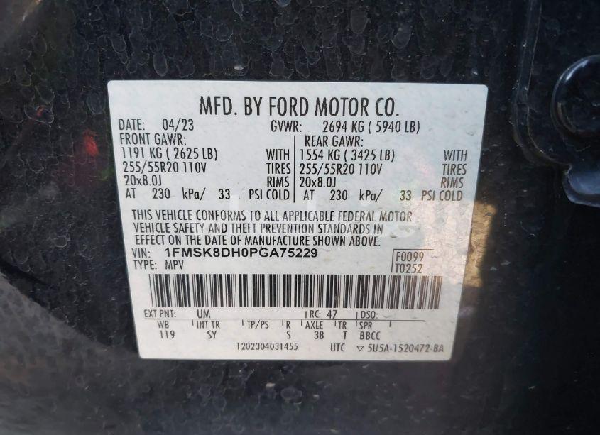 Photo 9 of 2023 Ford Explorer XLT (VIN 1FMSK8DH0PGA75229)