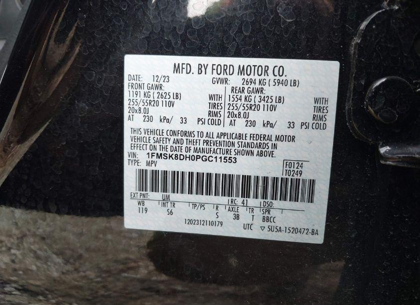 Photo 9 of 2023 Ford Explorer XLT (VIN 1FMSK8DH0PGC11553)