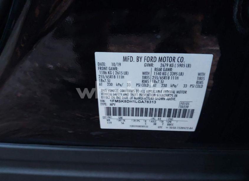 Photo 9 of 2020 Ford Explorer XLT (VIN 1FMSK8DH1LGA78313)