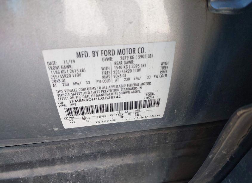 Photo 9 of 2020 Ford Explorer XLT (VIN 1FMSK8DH1LGB28742)