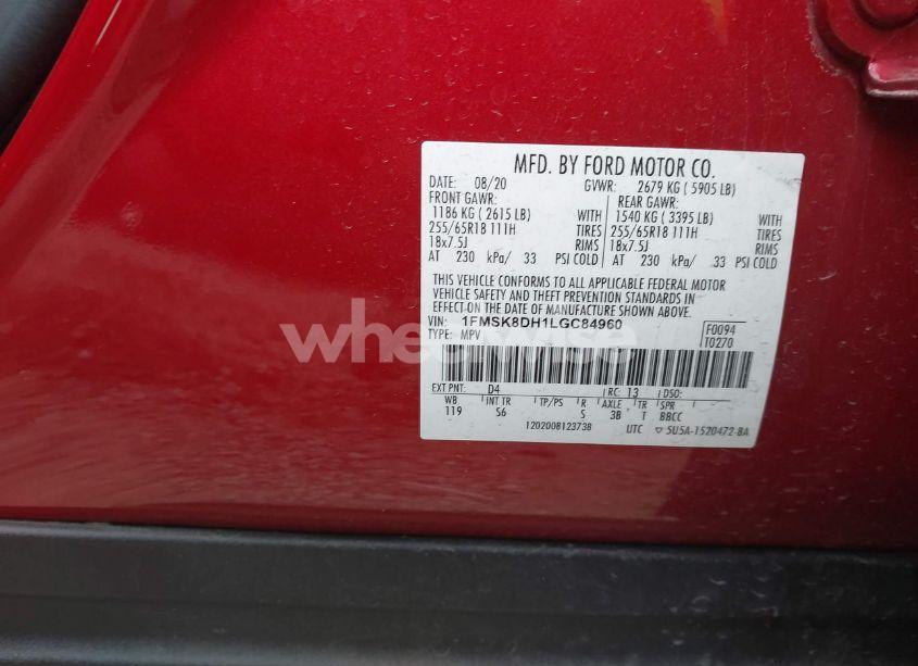 Photo 9 of 2020 Ford Explorer XLT (VIN 1FMSK8DH1LGC84960)