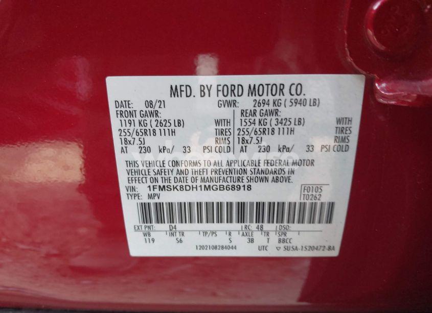 Photo 9 of 2021 Ford Explorer XLT (VIN 1FMSK8DH1MGB68918)