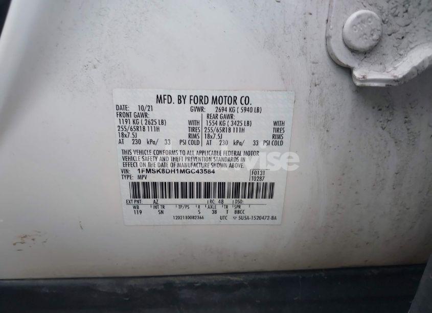 Photo 9 of 2021 Ford Explorer XLT (VIN 1FMSK8DH1MGC43584)