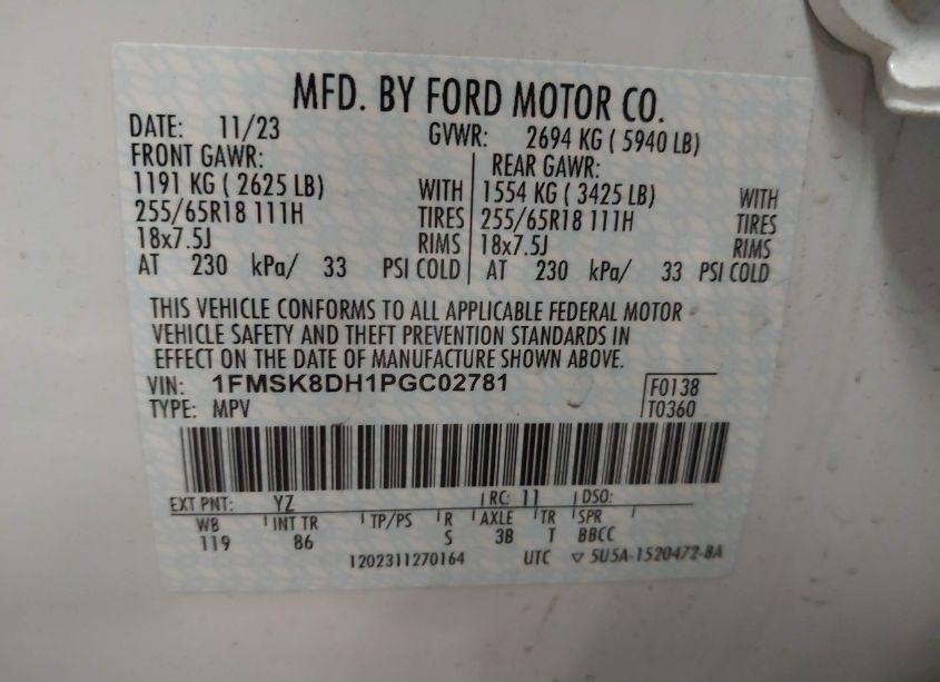 Photo 9 of 2023 Ford Explorer XLT (VIN 1FMSK8DH1PGC02781)