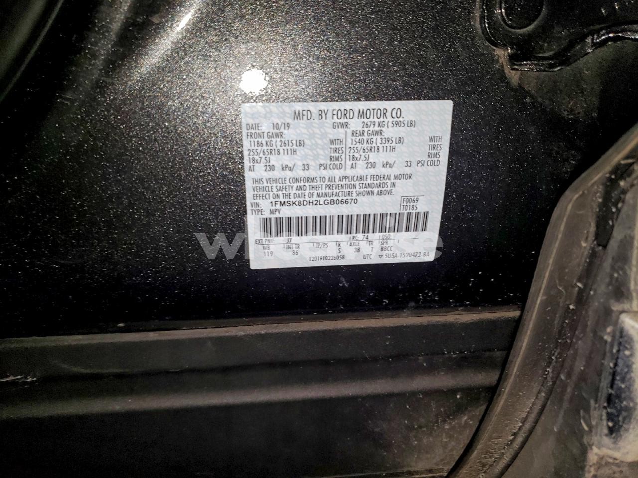 Photo 13 of 2020 FORD EXPLORER XLT (VIN 1FMSK8DH2LGB06670)