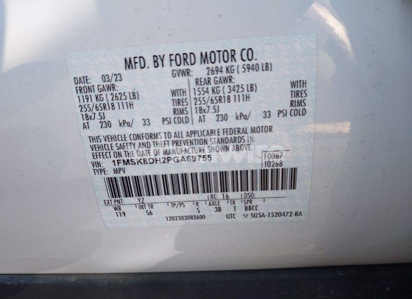 Photo 9 of 2023 Ford Explorer XLT (VIN 1FMSK8DH2PGA69755)