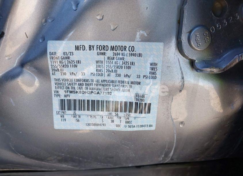 Photo 9 of 2023 Ford Explorer XLT (VIN 1FMSK8DH2PGA77192)