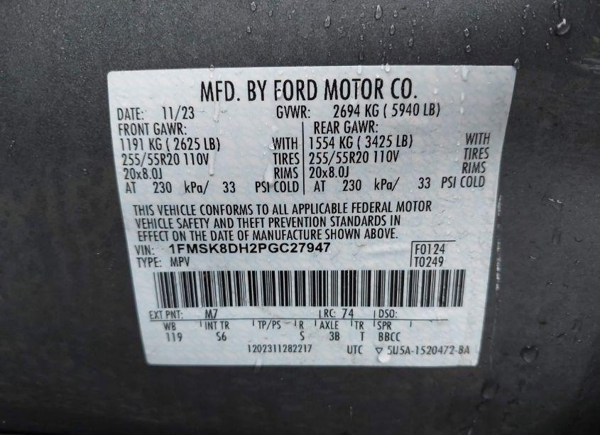 Photo 9 of 2023 Ford Explorer XLT (VIN 1FMSK8DH2PGC27947)