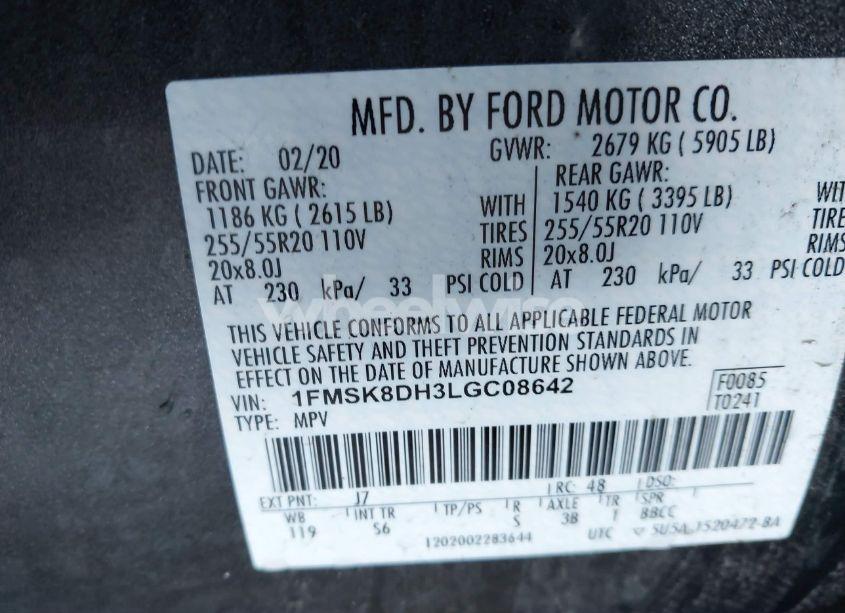 Photo 9 of 2020 Ford Explorer XLT (VIN 1FMSK8DH3LGC08642)