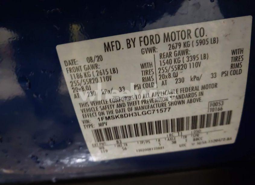 Photo 9 of 2020 Ford Explorer XLT (VIN 1FMSK8DH3LGC71577)