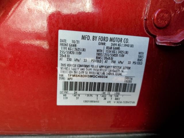 Photo 9 of 2021 FORD EXPLORER XLT (VIN 1FMSK8DH3MGC46034)