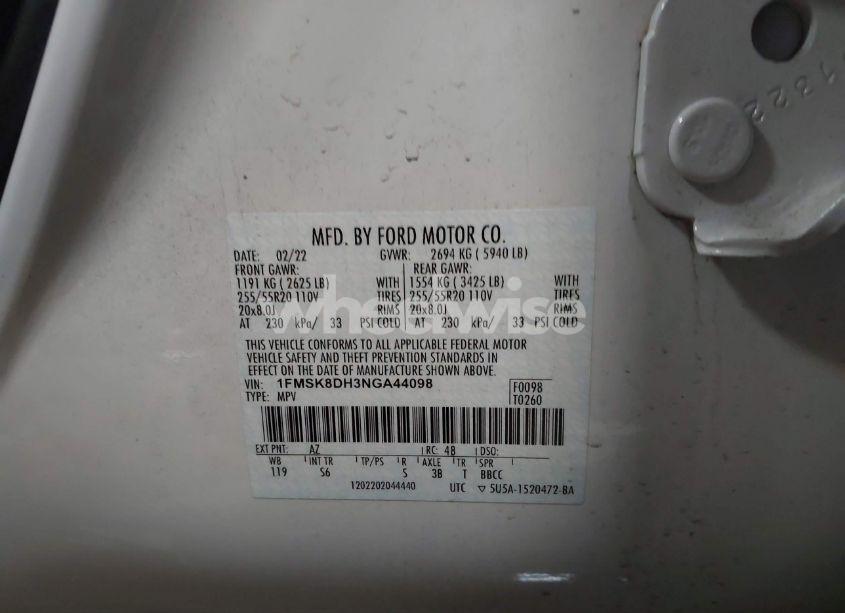 Photo 9 of 2022 Ford Explorer XLT (VIN 1FMSK8DH3NGA44098)