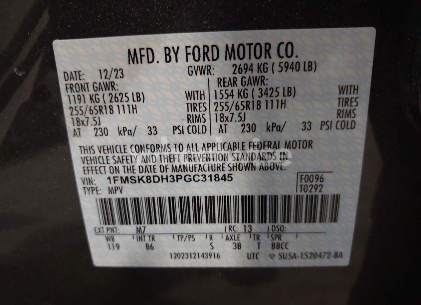 Photo 9 of 2023 Ford Explorer XLT (VIN 1FMSK8DH3PGC31845)